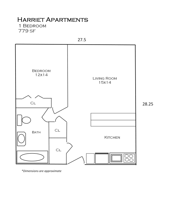 Floor Plans of Harriet Apartments in Minneapolis, MN